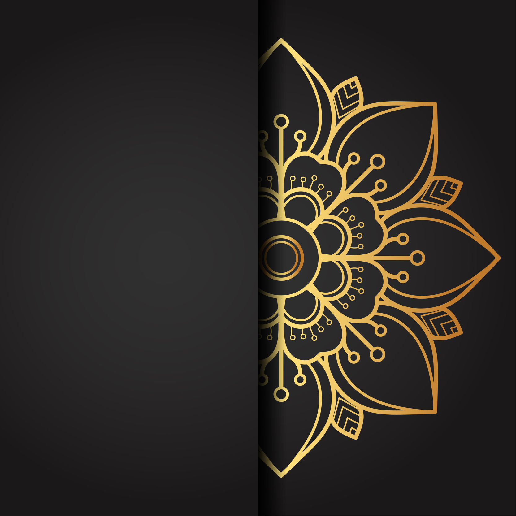 Gold Mandala in Black Background